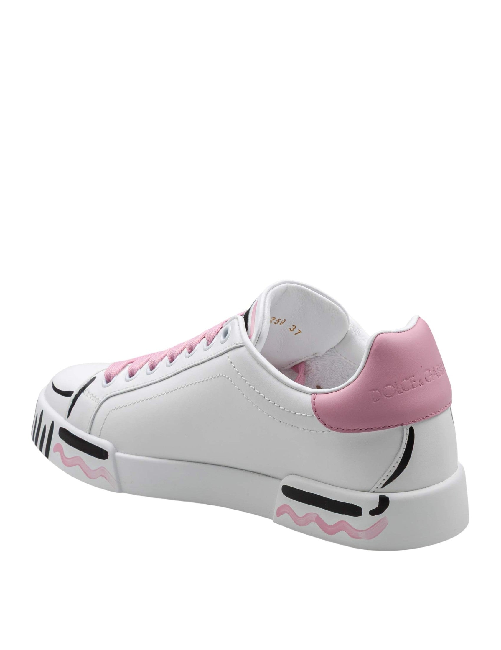 Hand-Painted White Leather Sneakers
