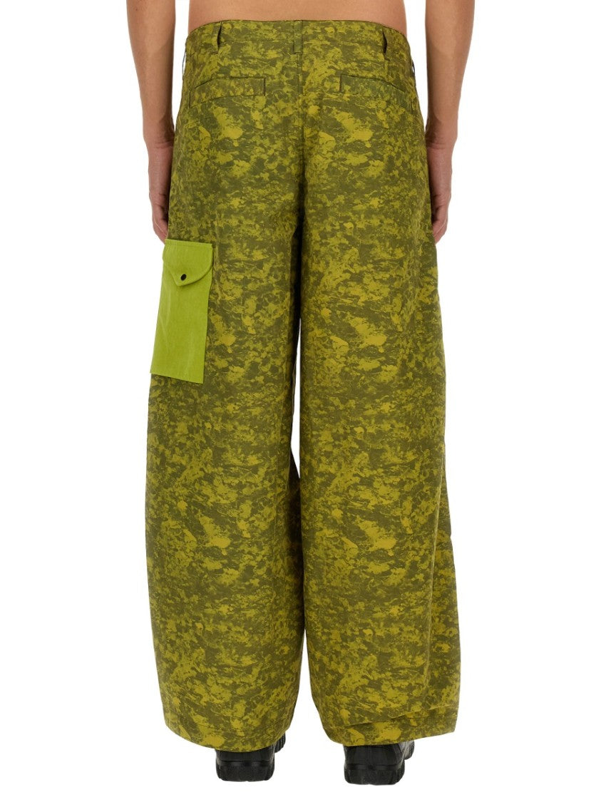Wide-Leg Cargo Pants With Textured Pattern