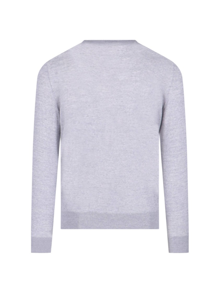 Wool Sweater Grey Knitted Crew Neck