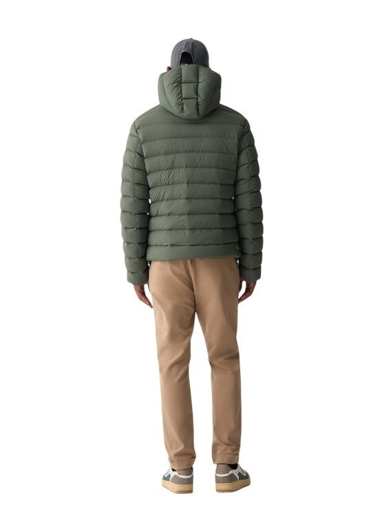 Eco-Friendly Down Jacket with Snap-Button Collar