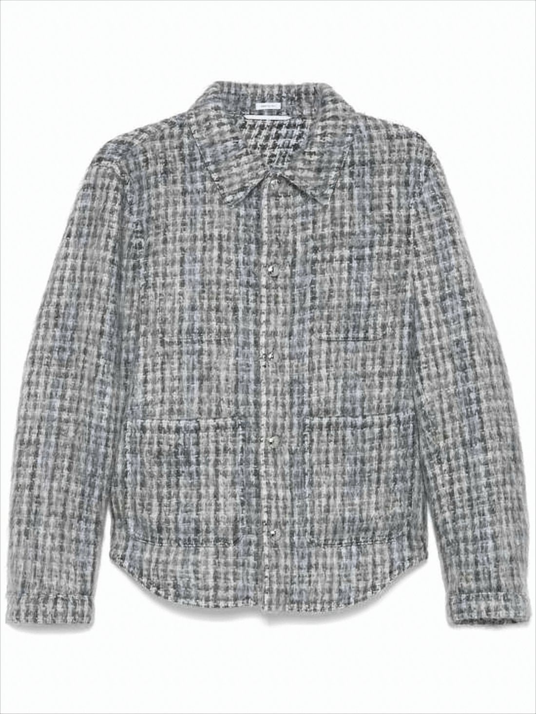 Textured Mohair And Wool Blend Grey Jacket