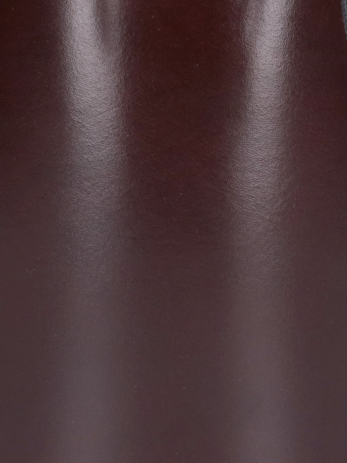 Brown Structured Leather Whipstitch Handbag