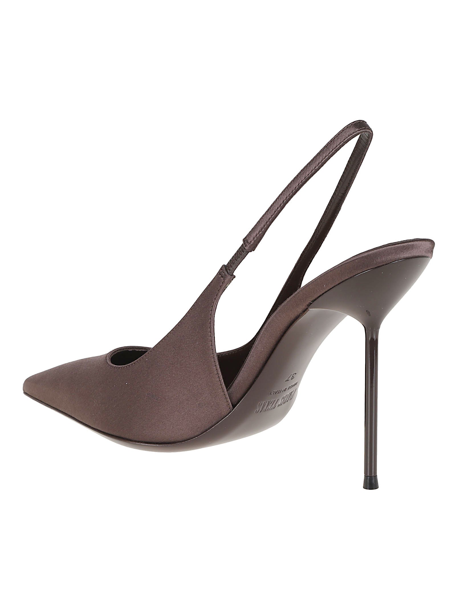 Satin-Finish Brown Pointed Toe Stiletto Pumps