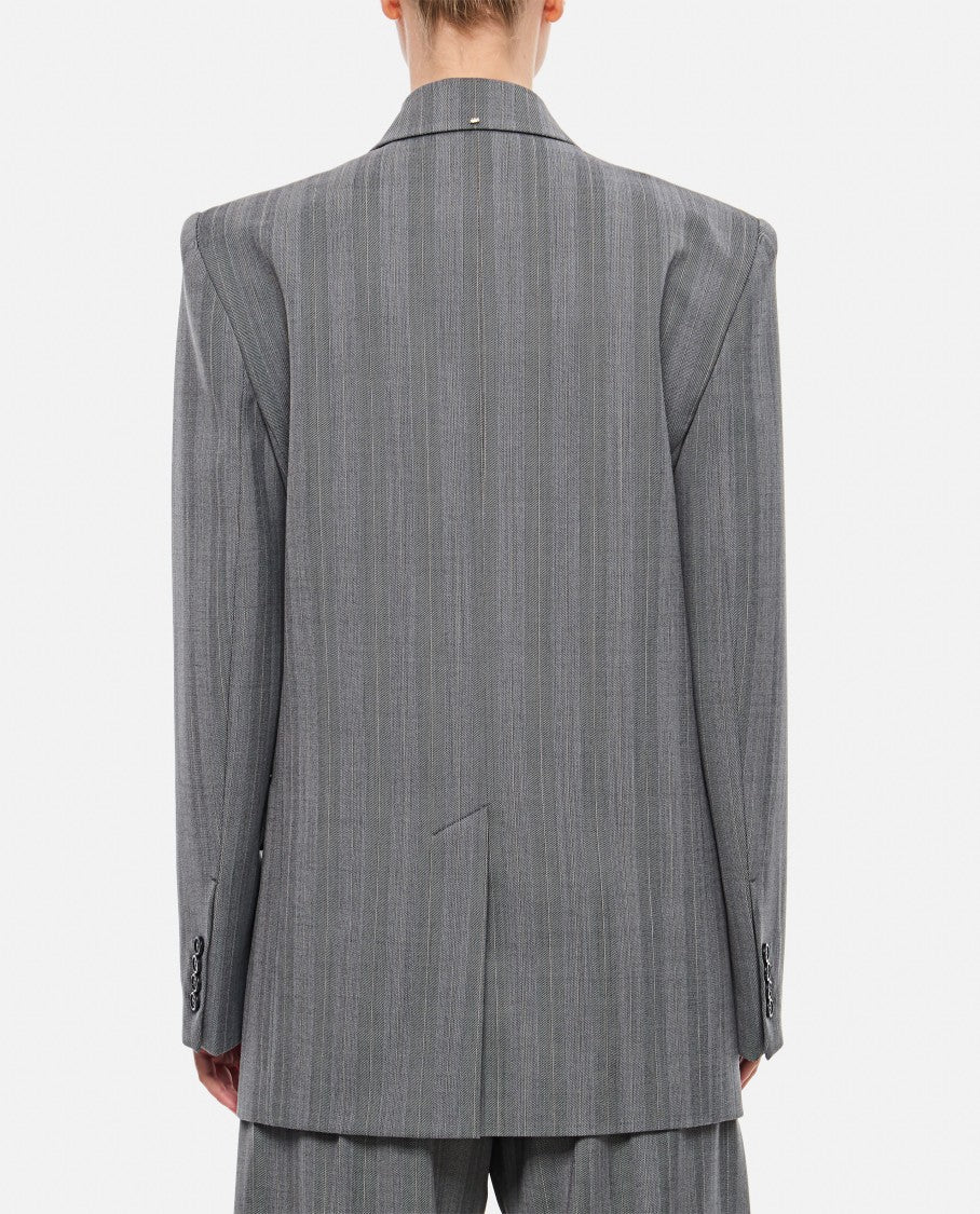 Merlot Double Breasted Pinstripes Jacket