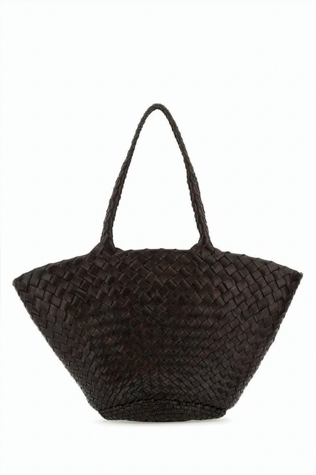 Trapezoidal Brown Calf Leather Shoulder Bag