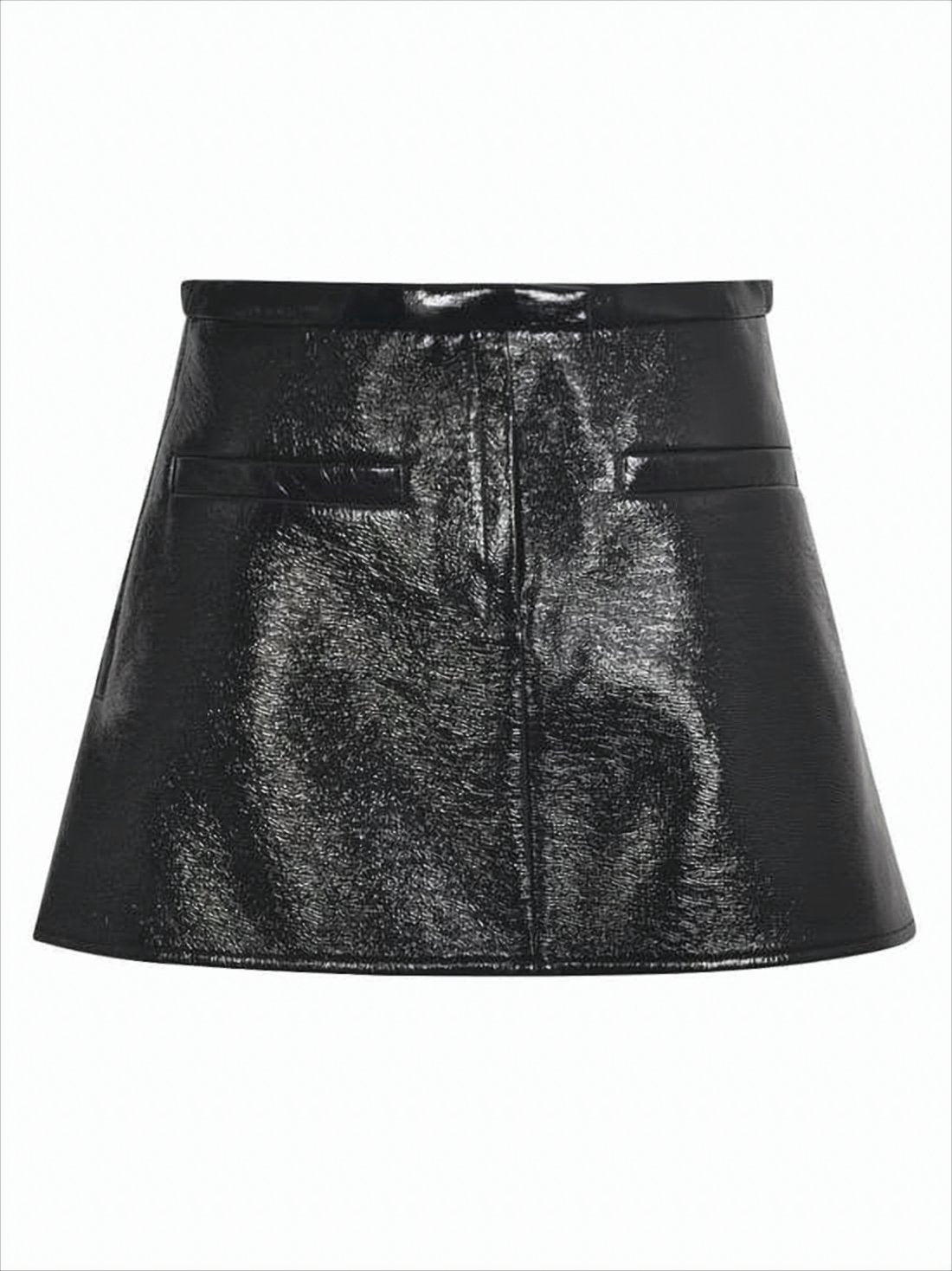 High-Waisted A-Line Skirt with Glossy Finish
