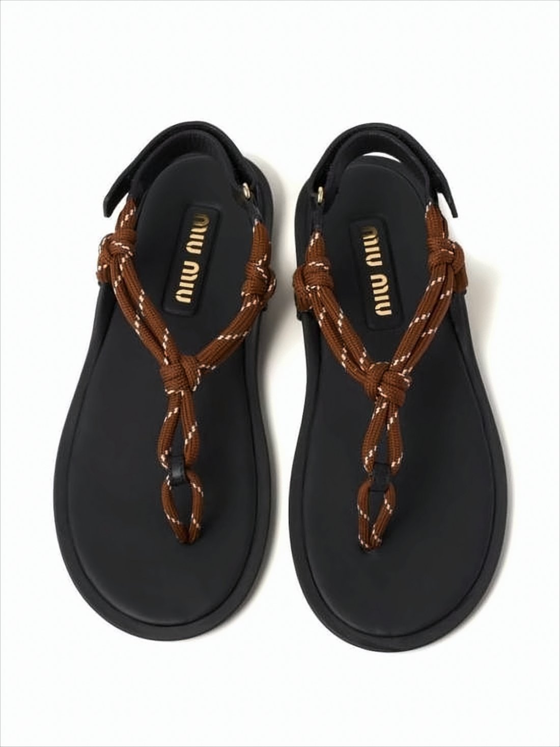 Thong-style Sandals with Rope-Like Straps and Logo Detail