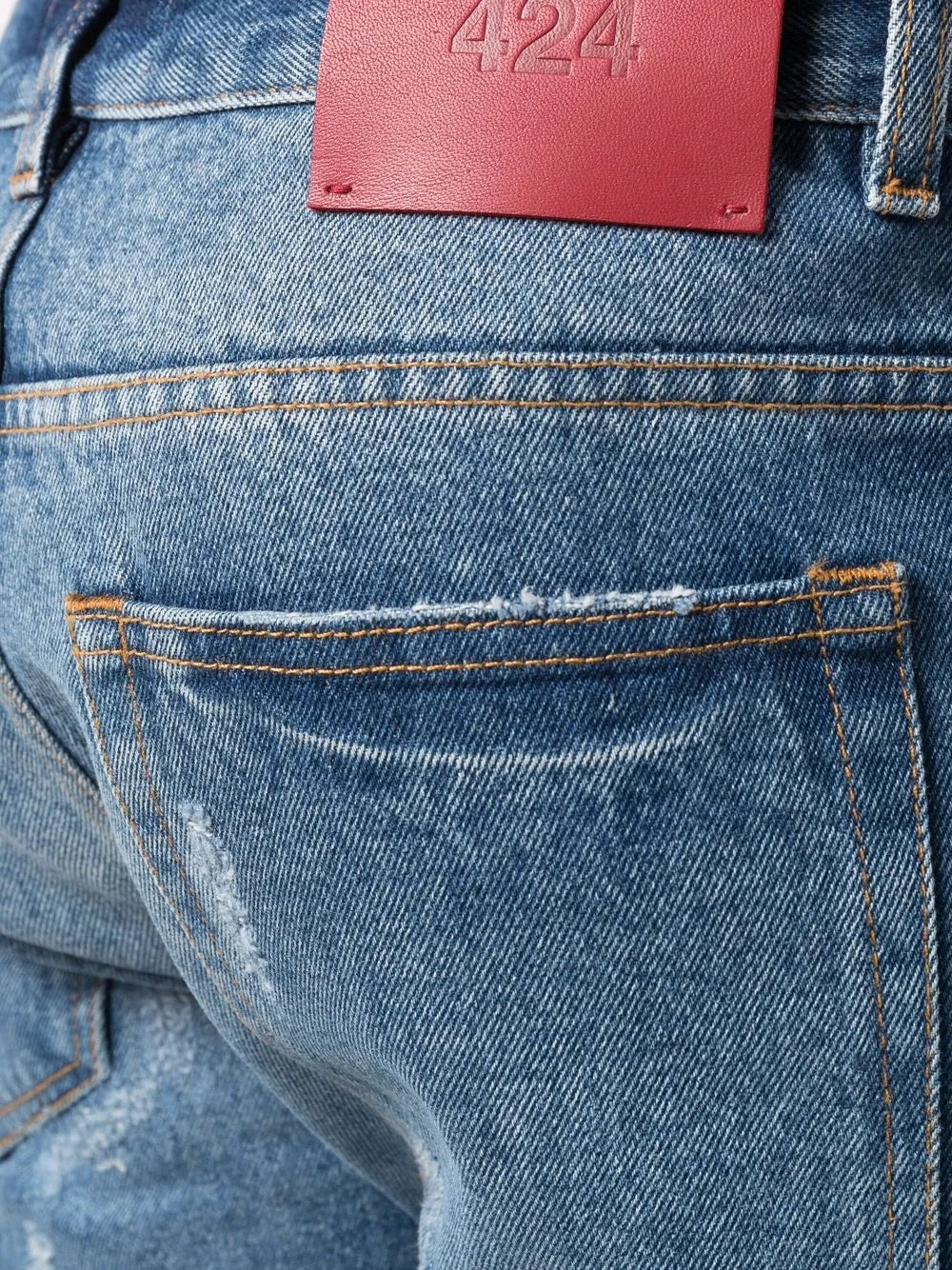 Straight-Leg Blue Denim Jeans With Classic Five-Pocket Styling
