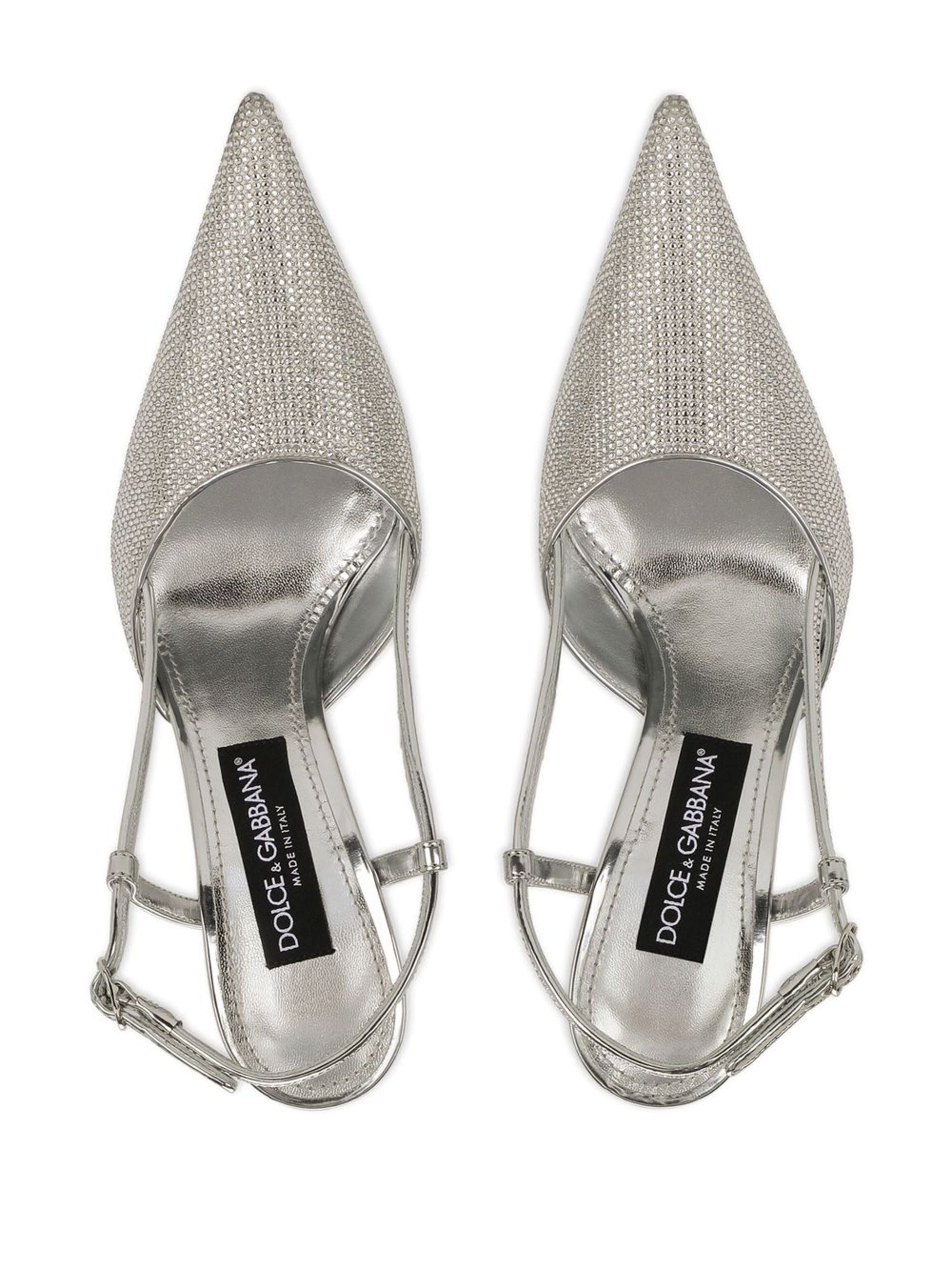 Black Satin Slingback Lollo Rhinestone Pumps