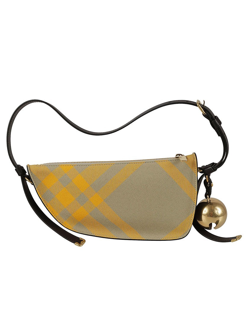 Asymmetrical Plaid Burberry Bag With Metallic Charm