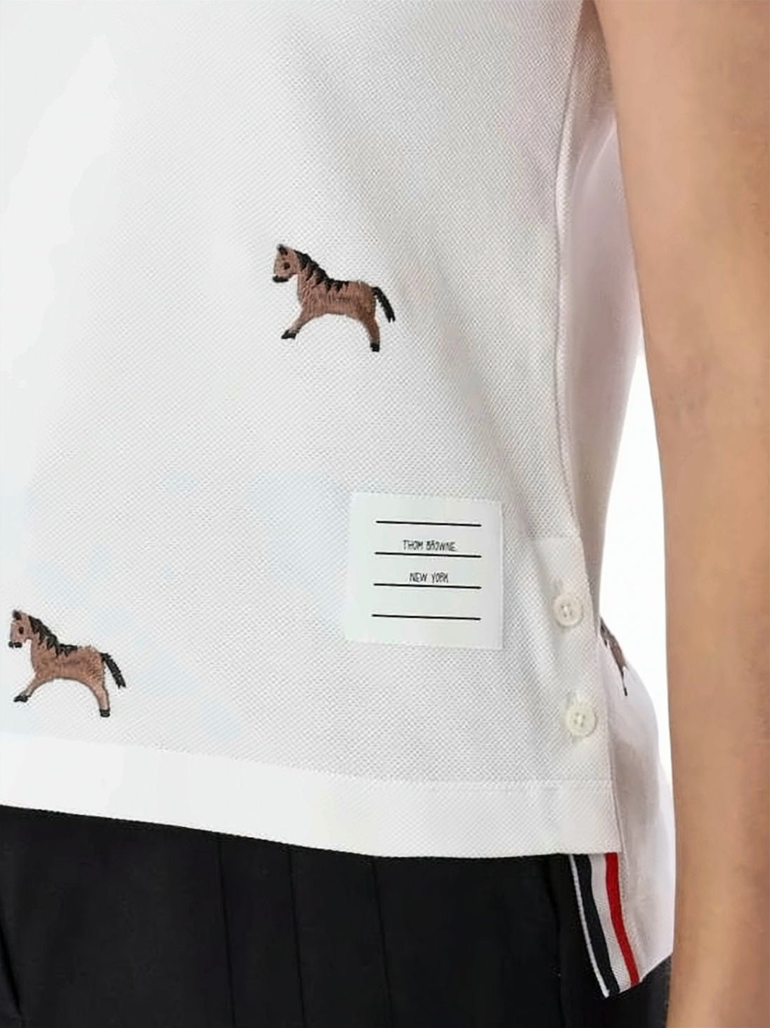 Embroidered Horse Motif Piqué Polo Shirt