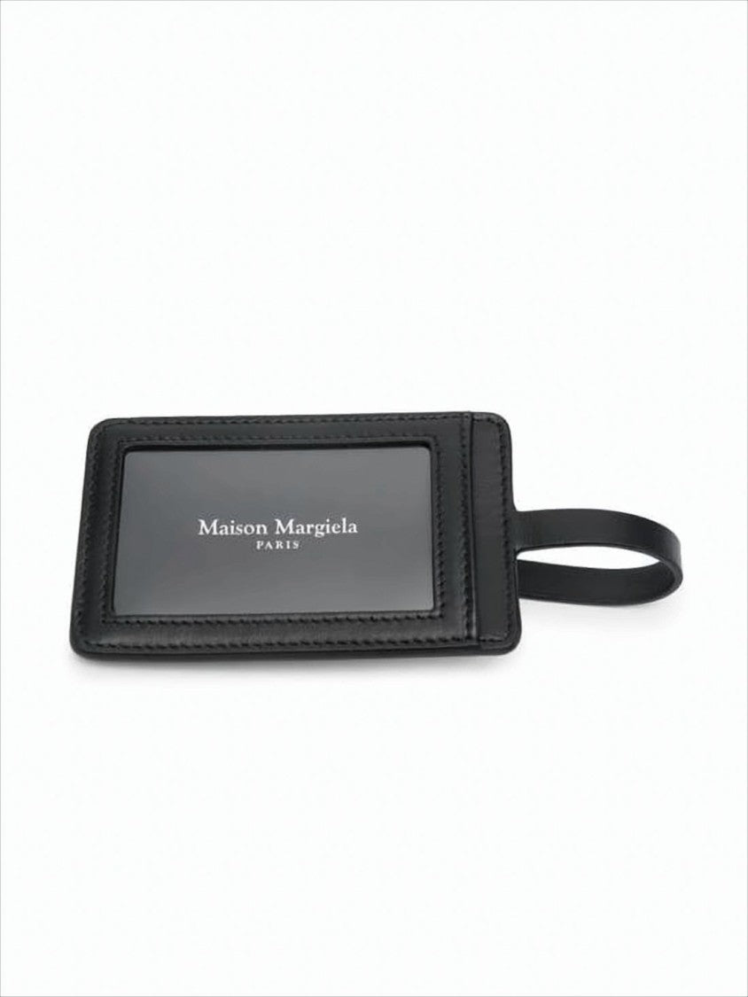 Sleek Rectangular Calf Leather Keyring With Logo Window