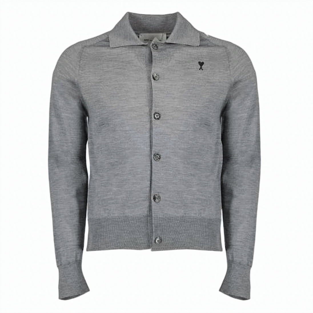 Black Finely Knit Wool Button-up Cardigan