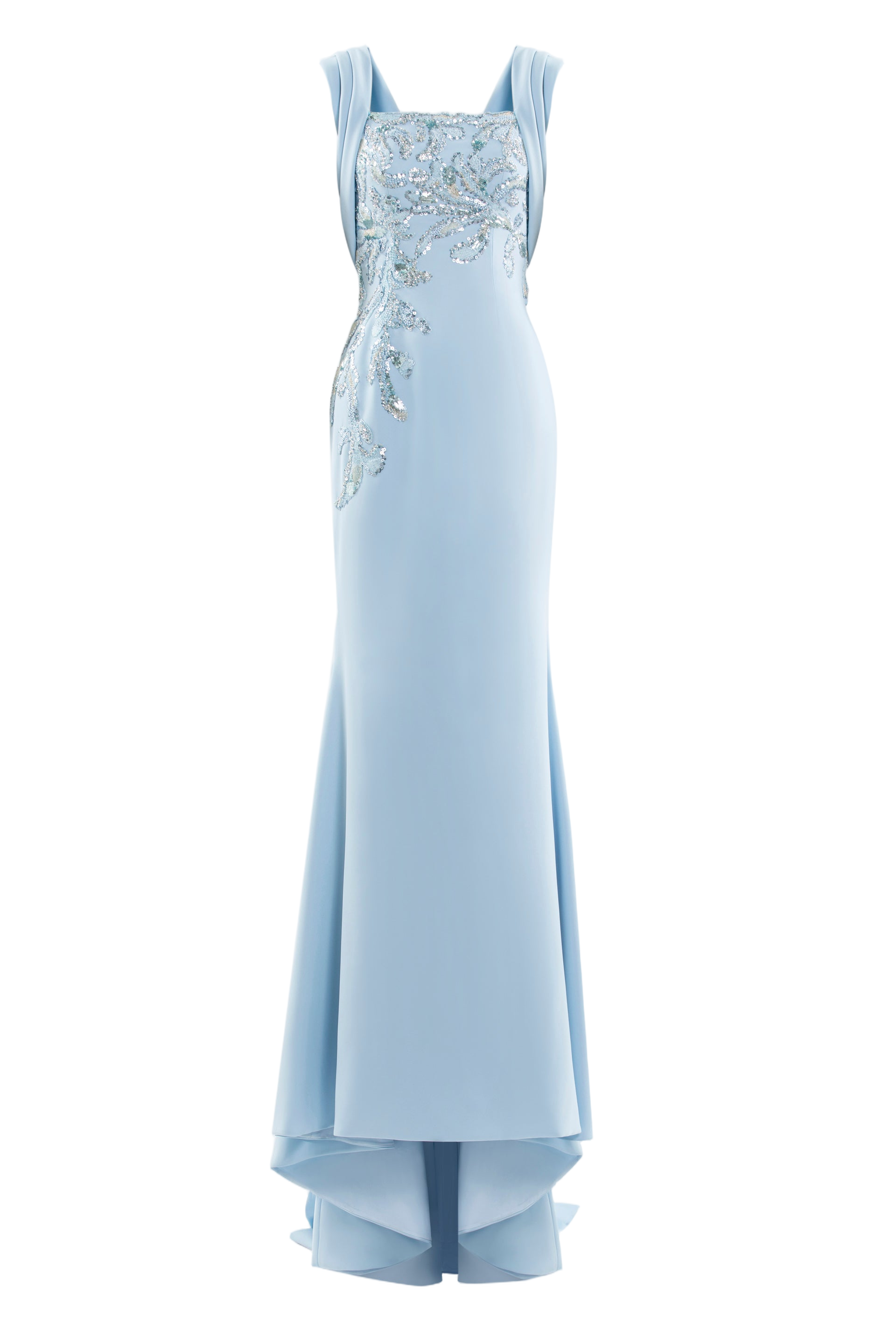 Embellished Long Crepe Dress