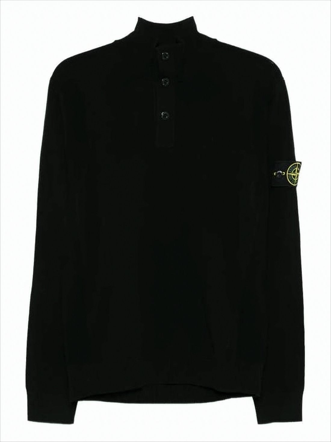 Black Turtleneck Sweater With Signature Patch