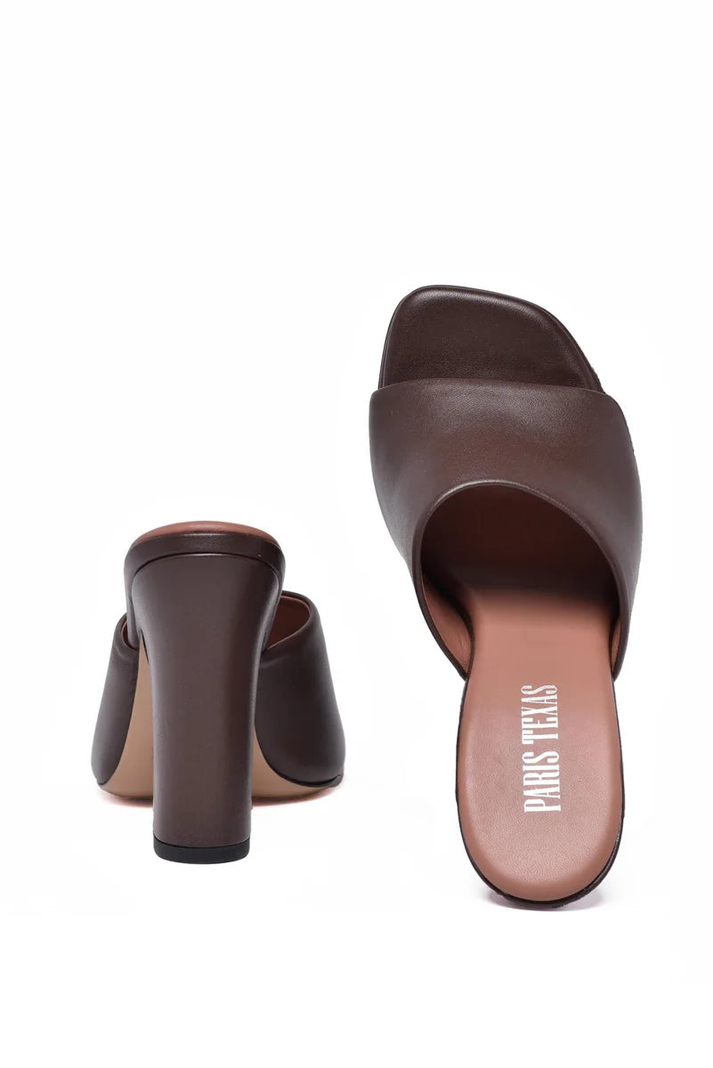 Brown Mule Sandal with Open-Toe Design