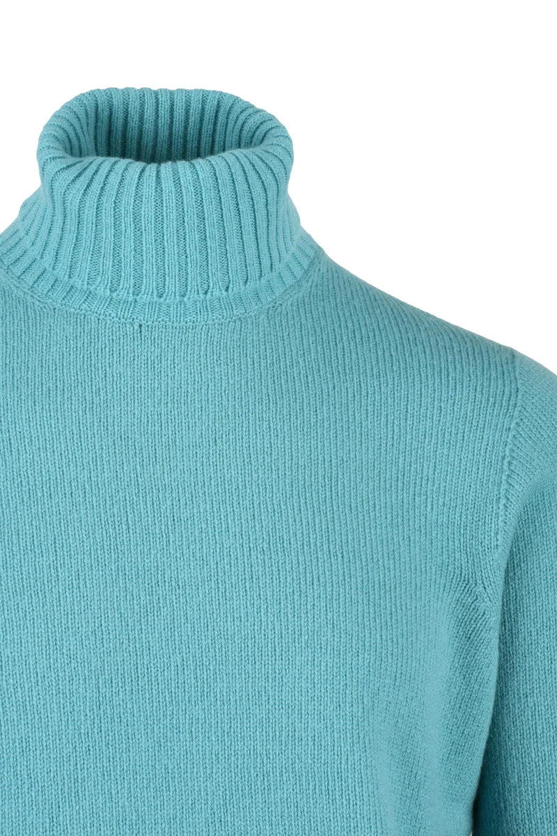 High Neck Merino Wool Sweater - Turquoise
