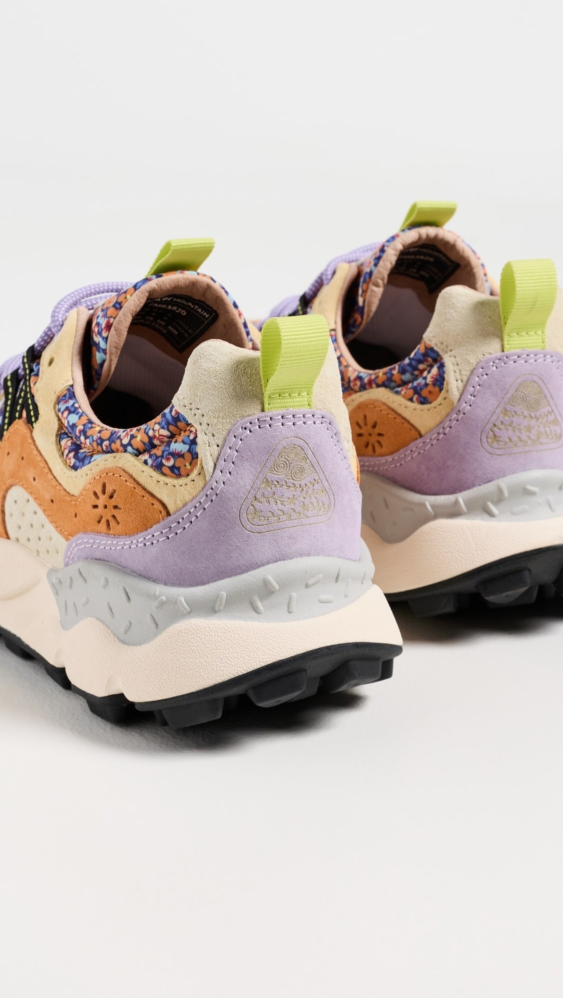 Floral-Patterned Sneakers with Suede Overlays and Innovative Textures