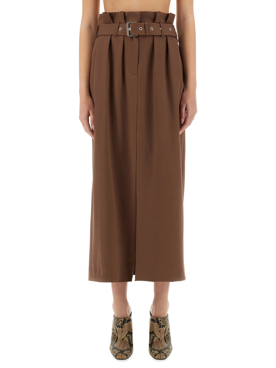 Tailored Wool Skirt With Waist Belt