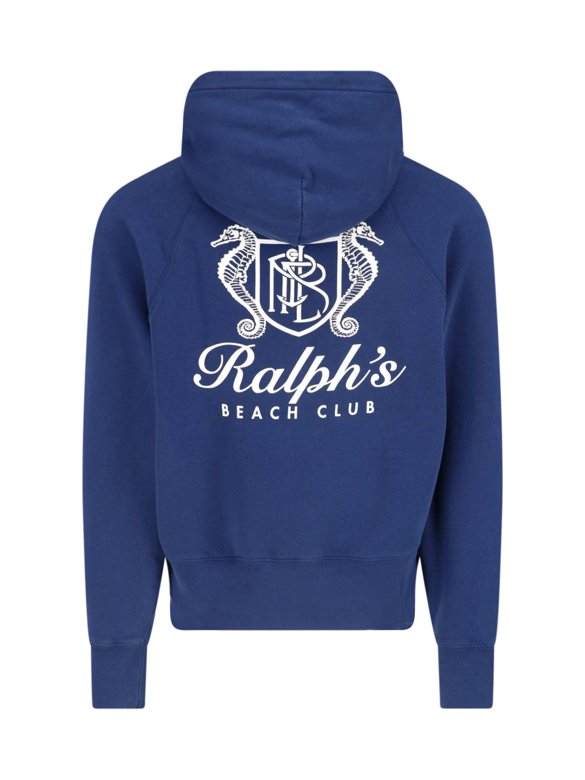 Blue Cotton Logo Print Hoodie