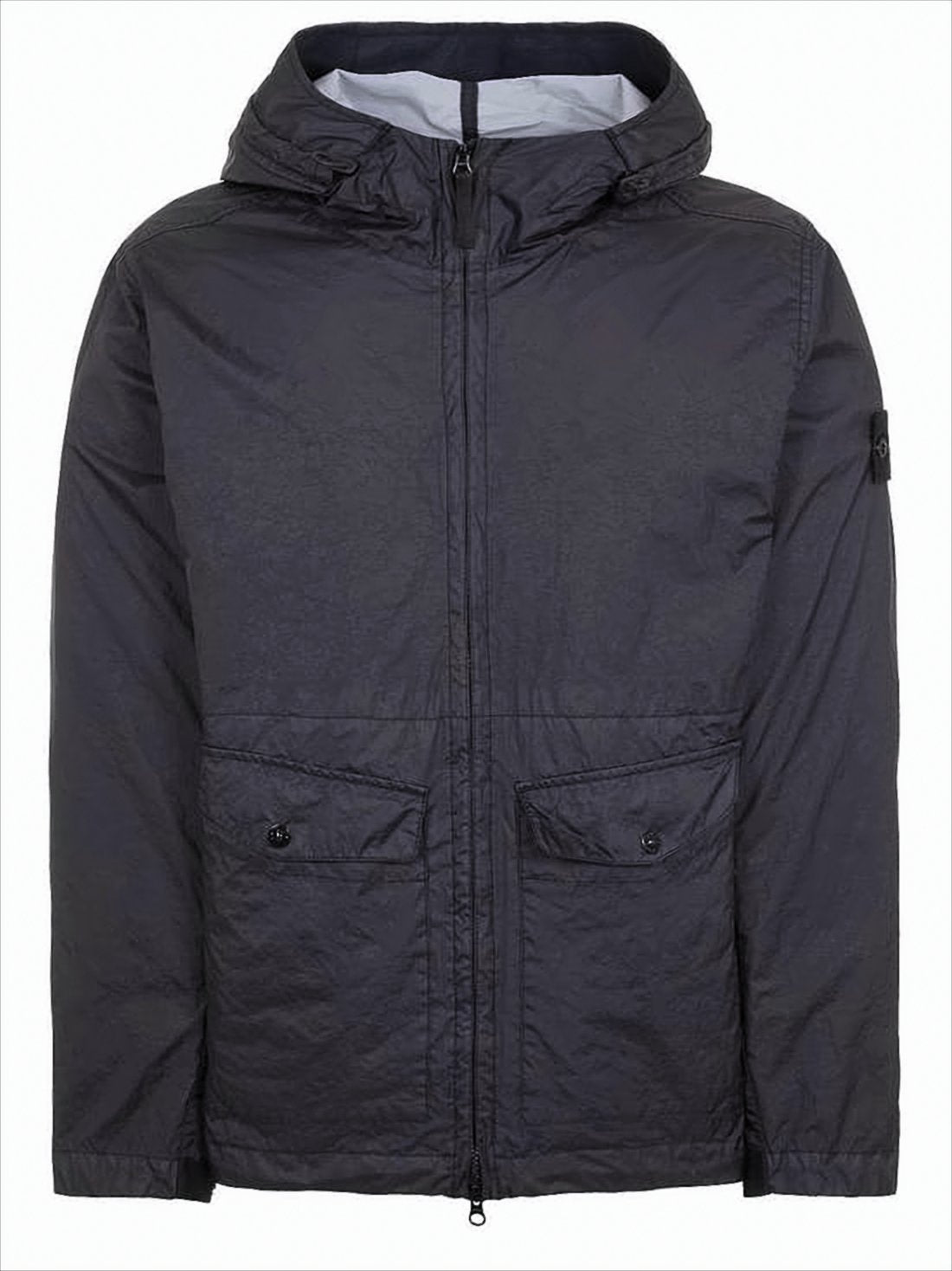 Matte Finish Black Casual Jacket with Hood