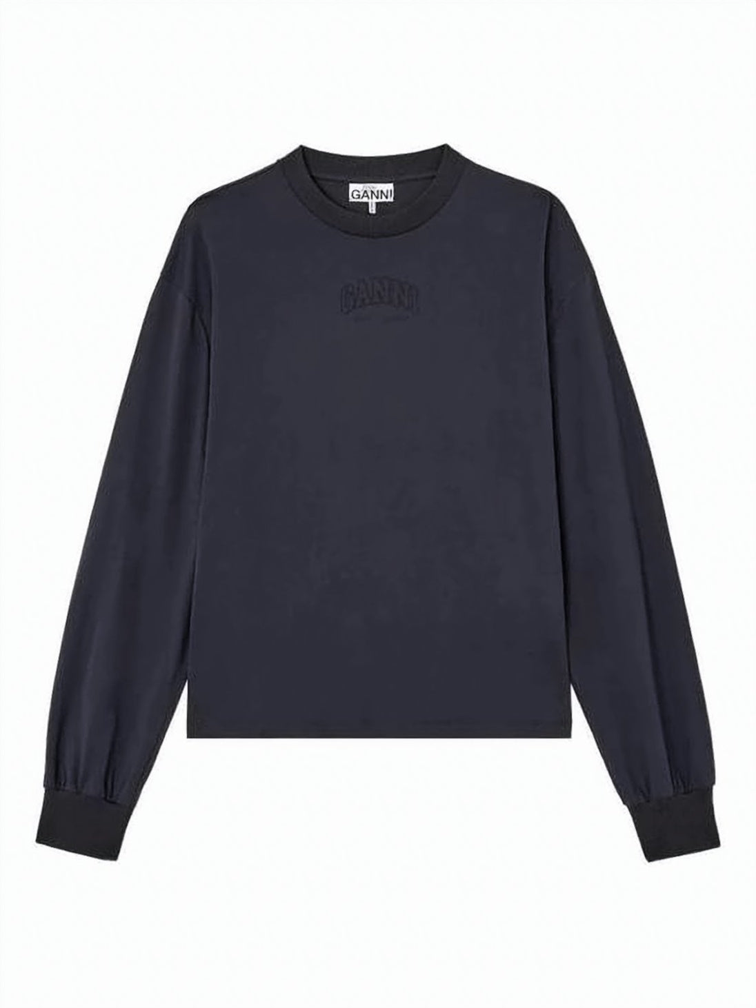 Long-Sleeved Top with Crew Neckline and Tonal Branding