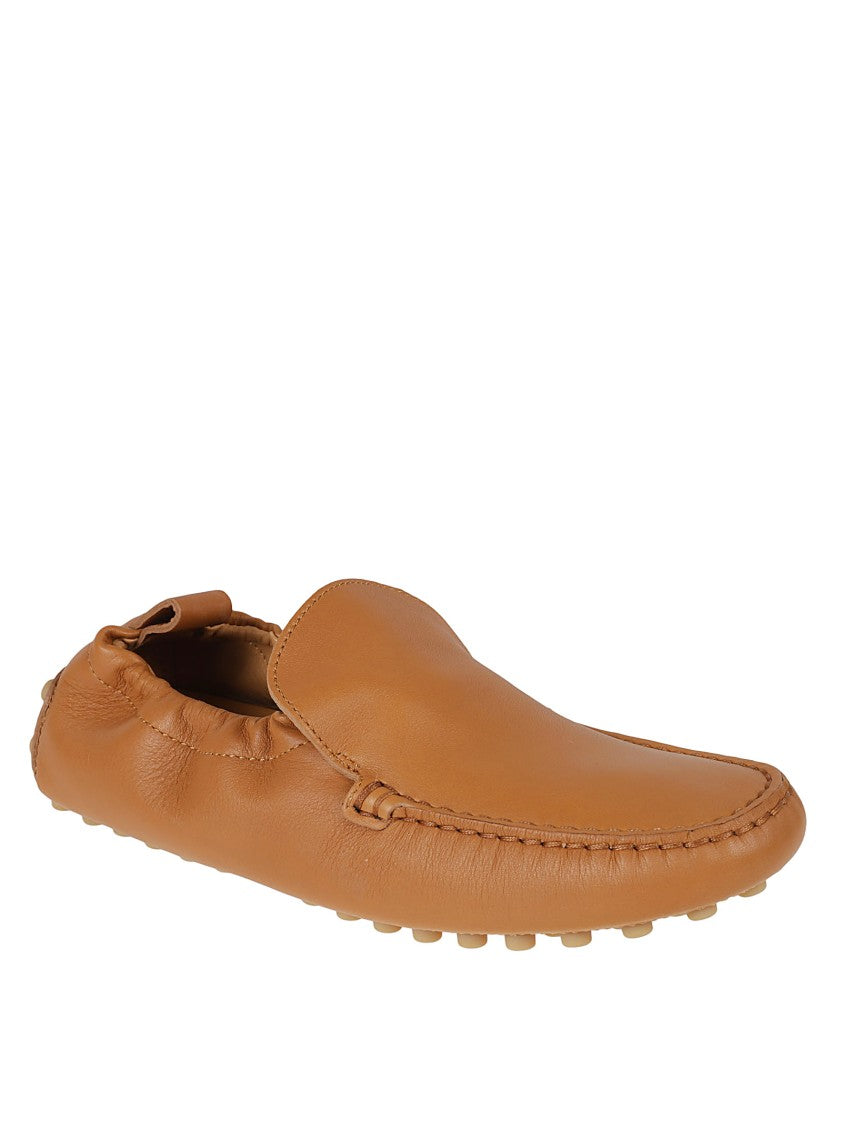 Slip-On Brown Calfskin Flat Shoes