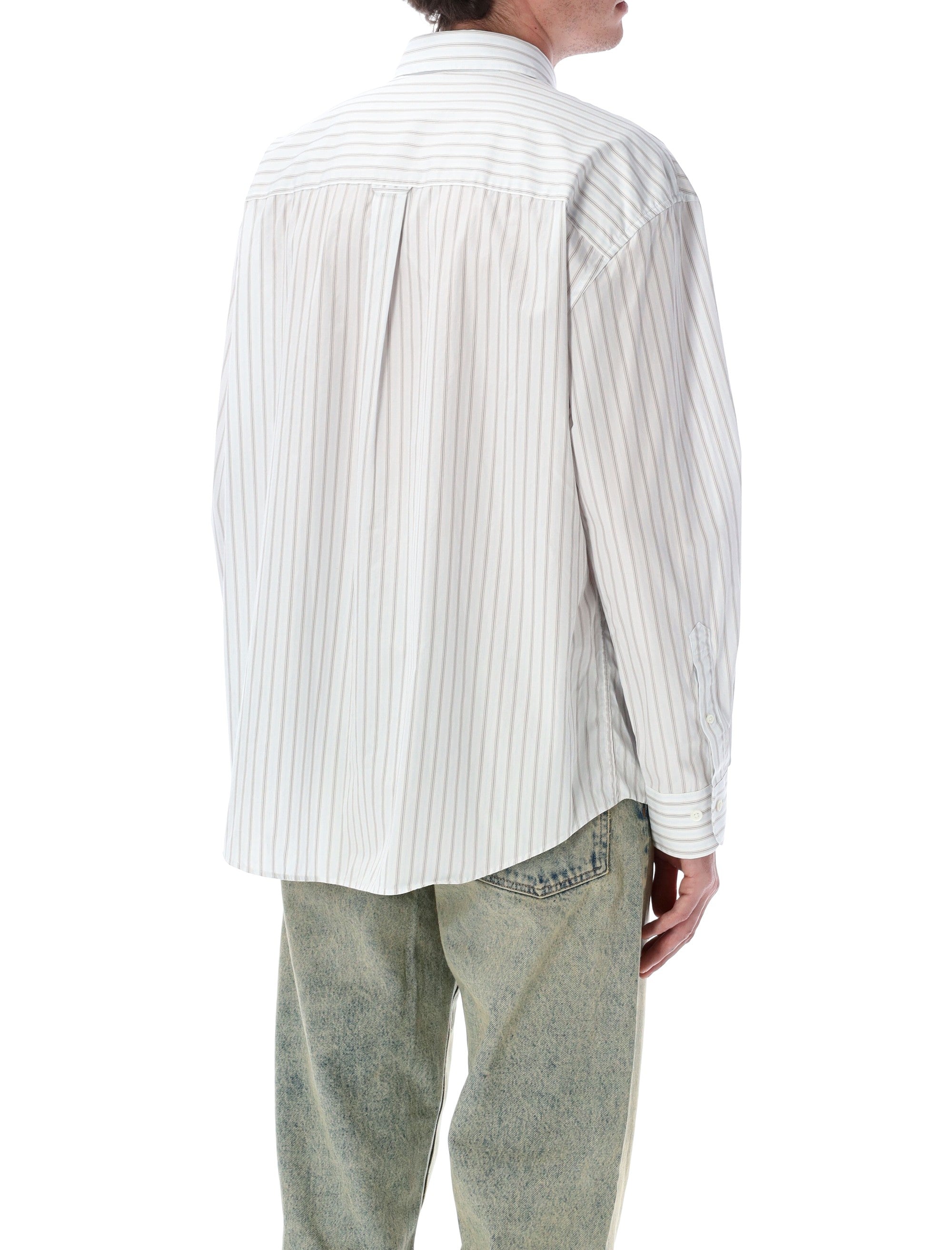 New Base White Cotton Stripe Shirt