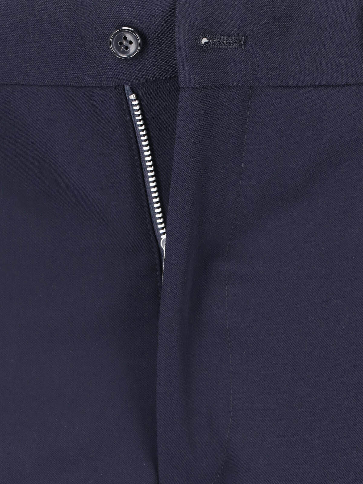 Blue Tailored Straight-Leg Wool Trousers