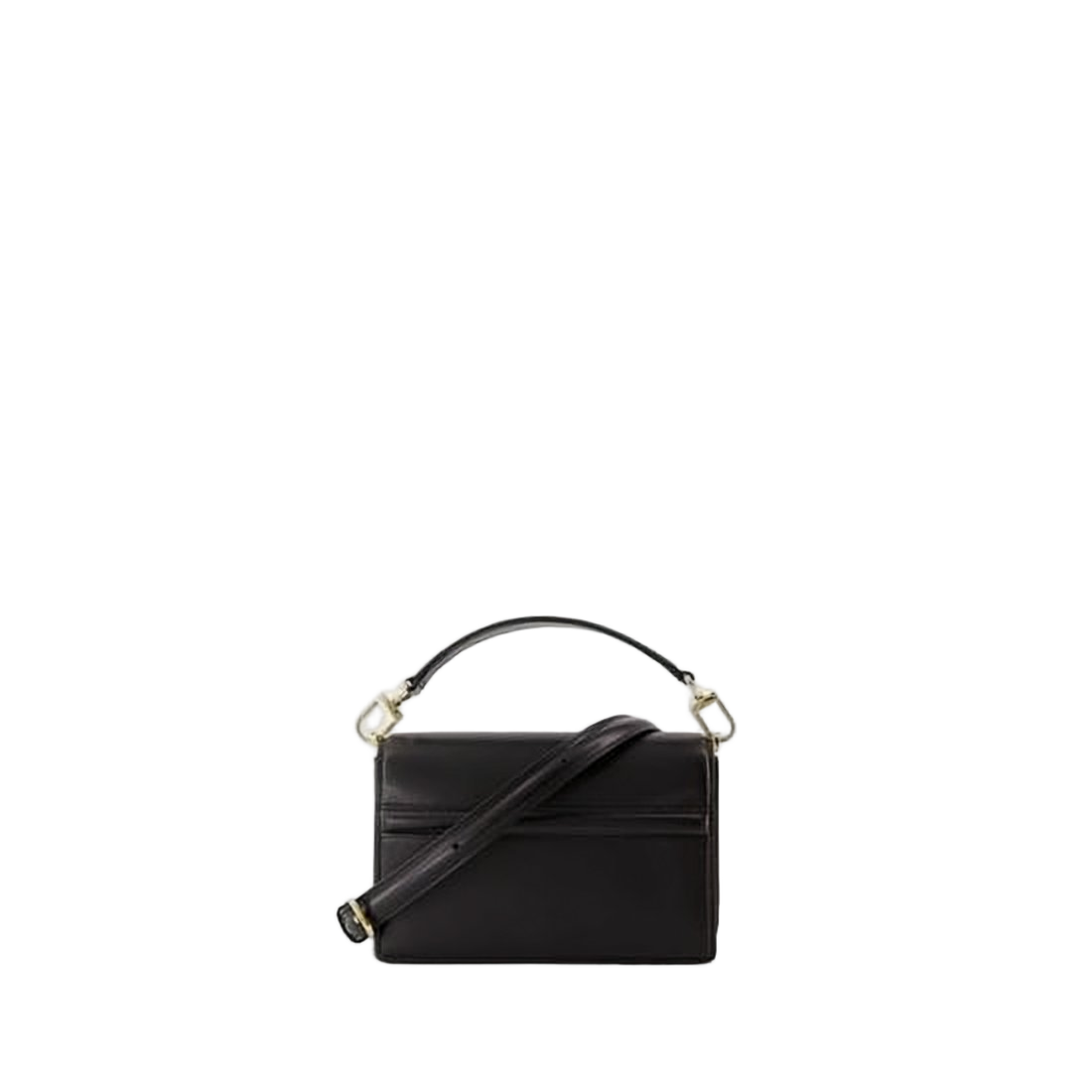 Structured Black Leather Shoulder Bag