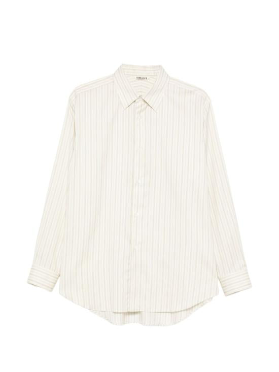 Vertical Stripe Long-Sleeve Shirt In Cotton And Silk Blend