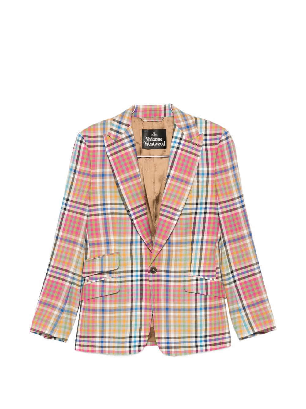Multicolored Plaid Tailored Blazer With Notched Lapels