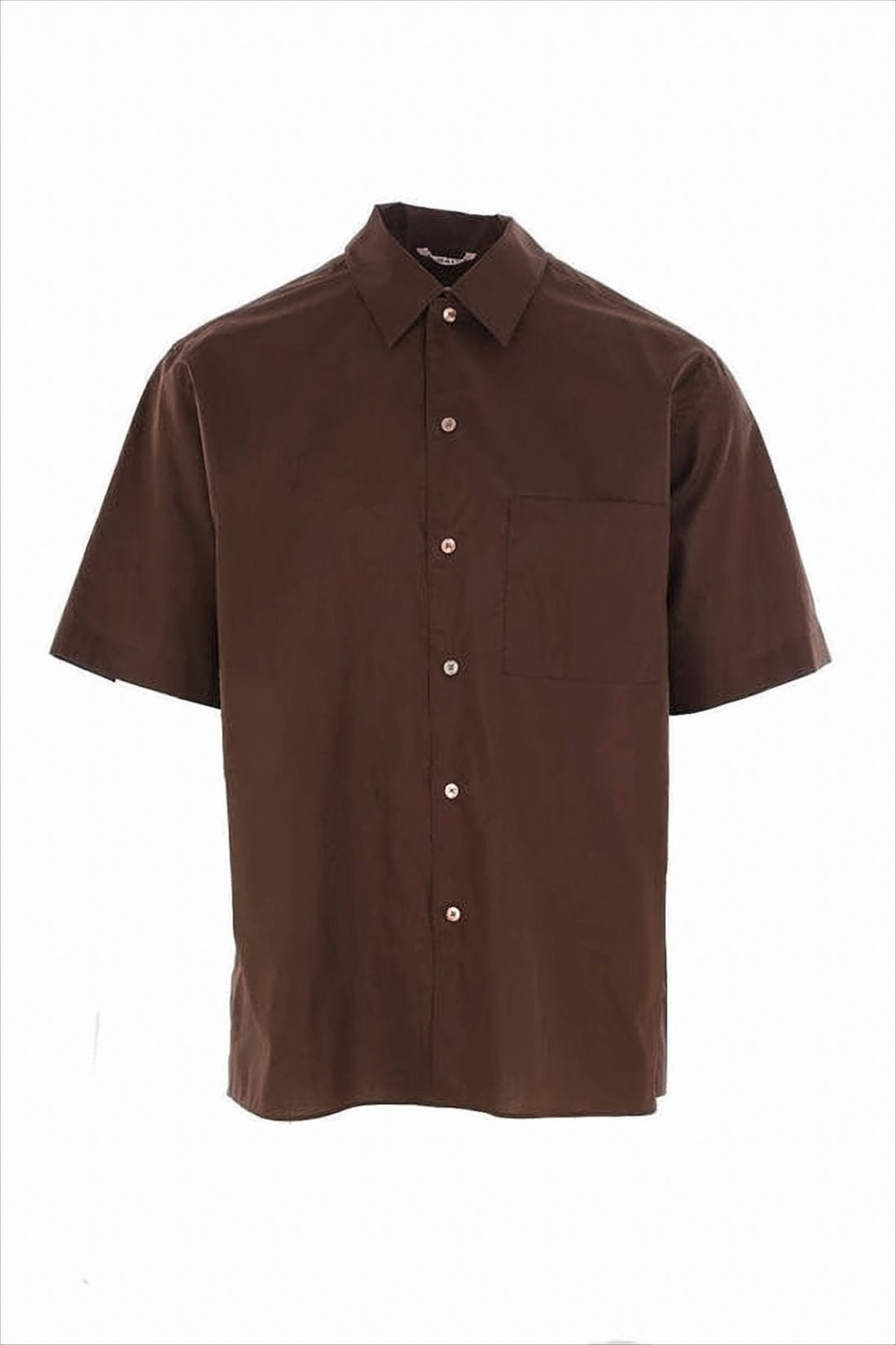 Boxy Cropped Short-Sleeve Shirt with Classic Collar