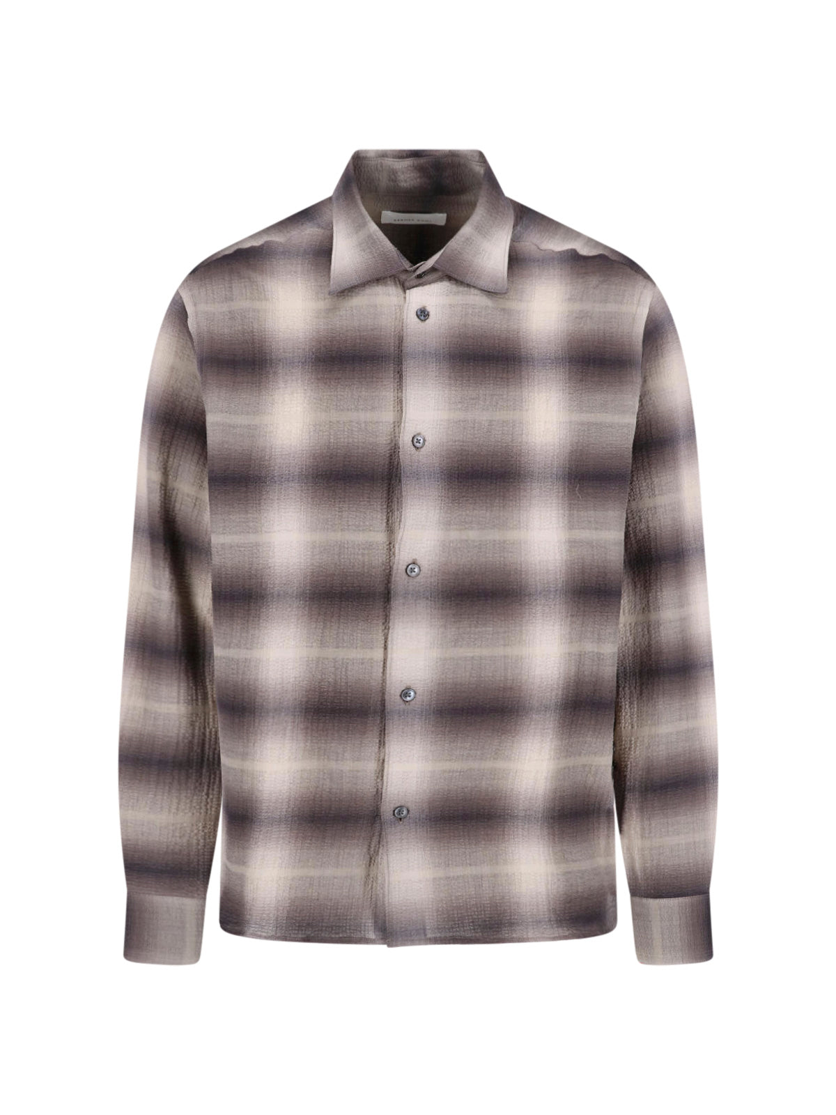 Brown Checkered Classic Collar Cotton Shirt