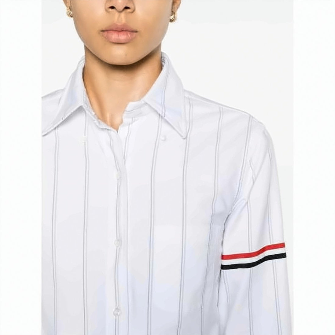 Cropped Cotton Shirt with Classic Collar