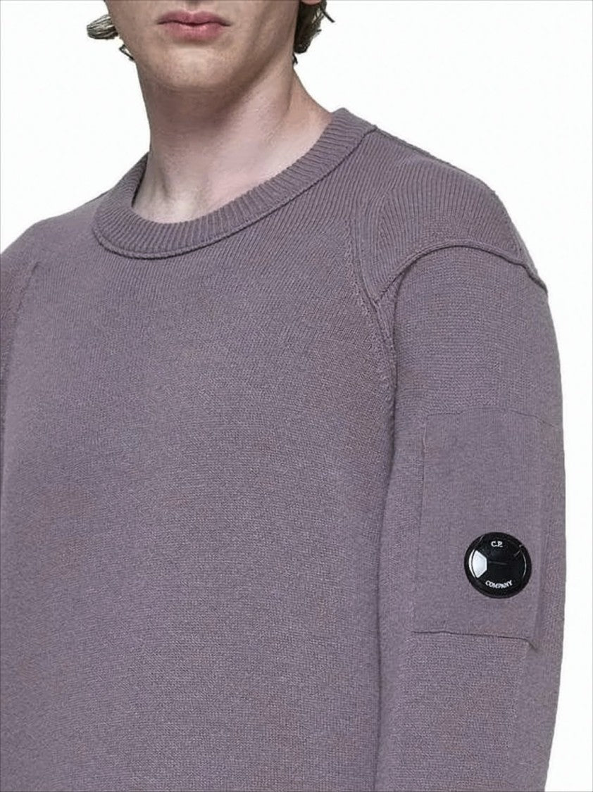 Relaxed Fit Purple Knit Sweater With Distinctive Patch