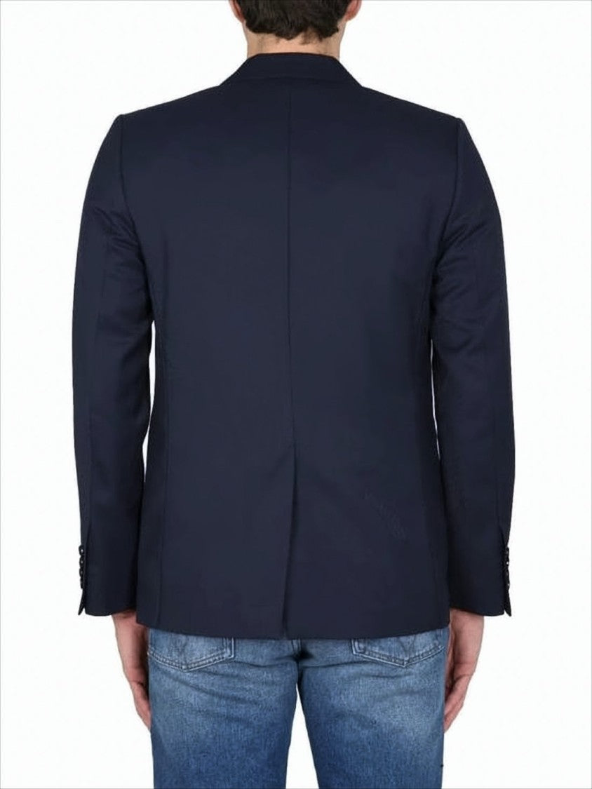 Tailored Blue Suit Jacket with Structured Silhouette
