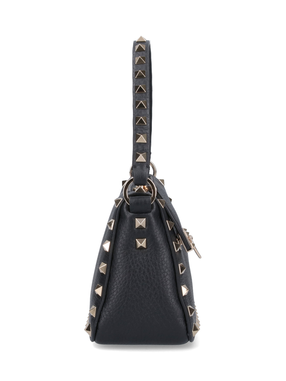 Black Rockstud Small Textured Leather Bag