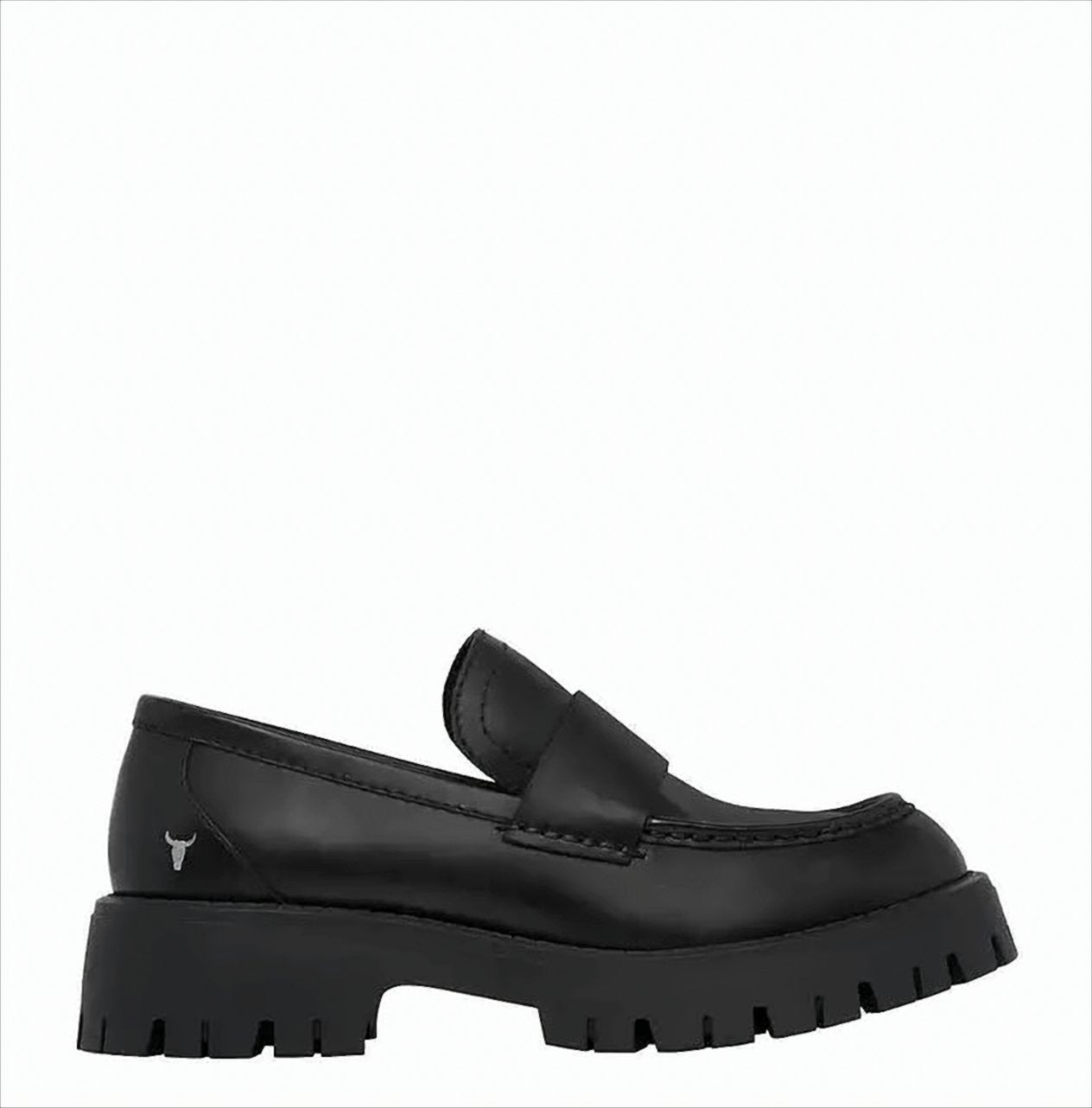 Black Leather Platform Loafers