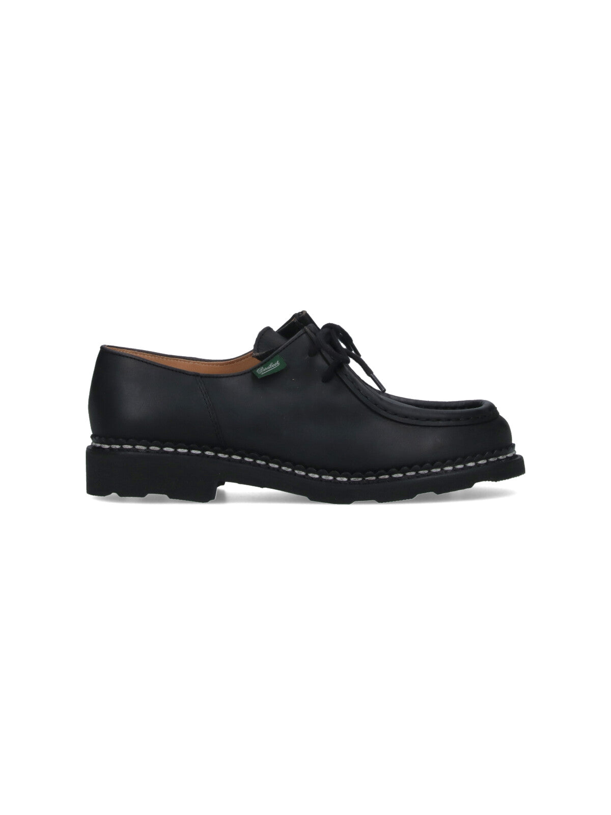 Rounded Toe Black Calf Leather Derby Shoes