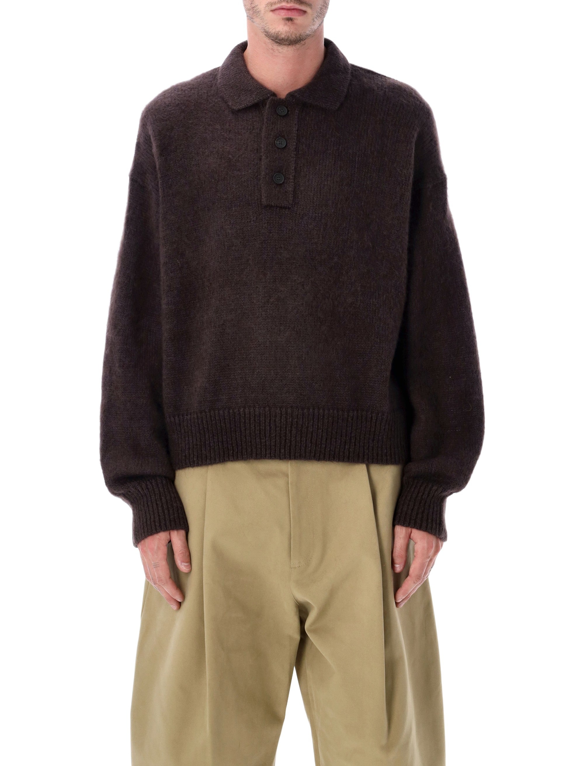 Dune Brązowy Sweter Polo z Moheru Superkid