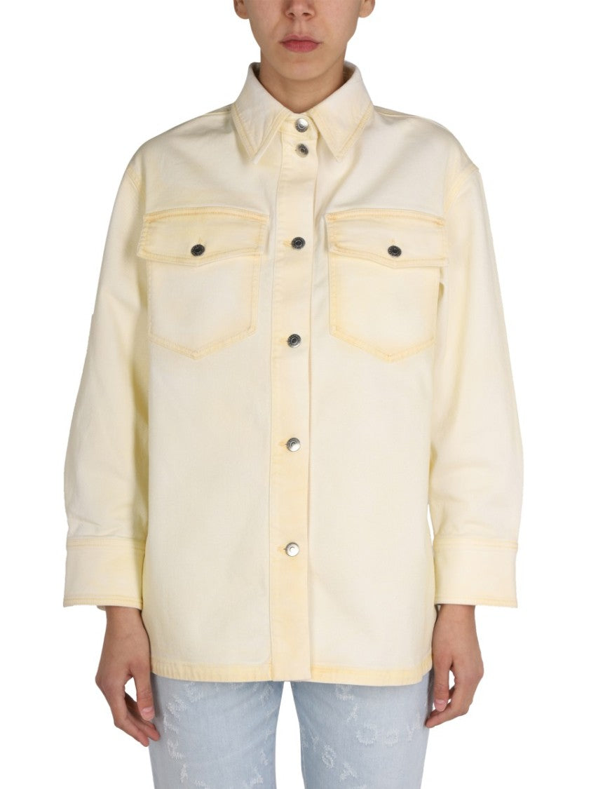 Pointed Collar Denim Shirt Jacket
