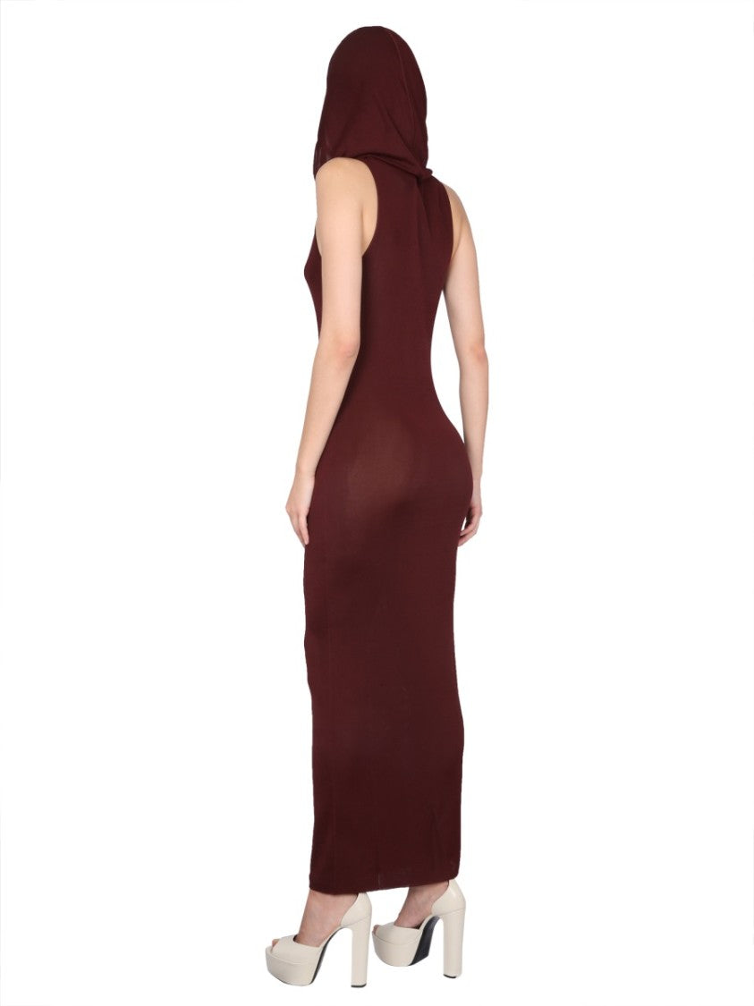Burgundy Hooded Maxi Dress