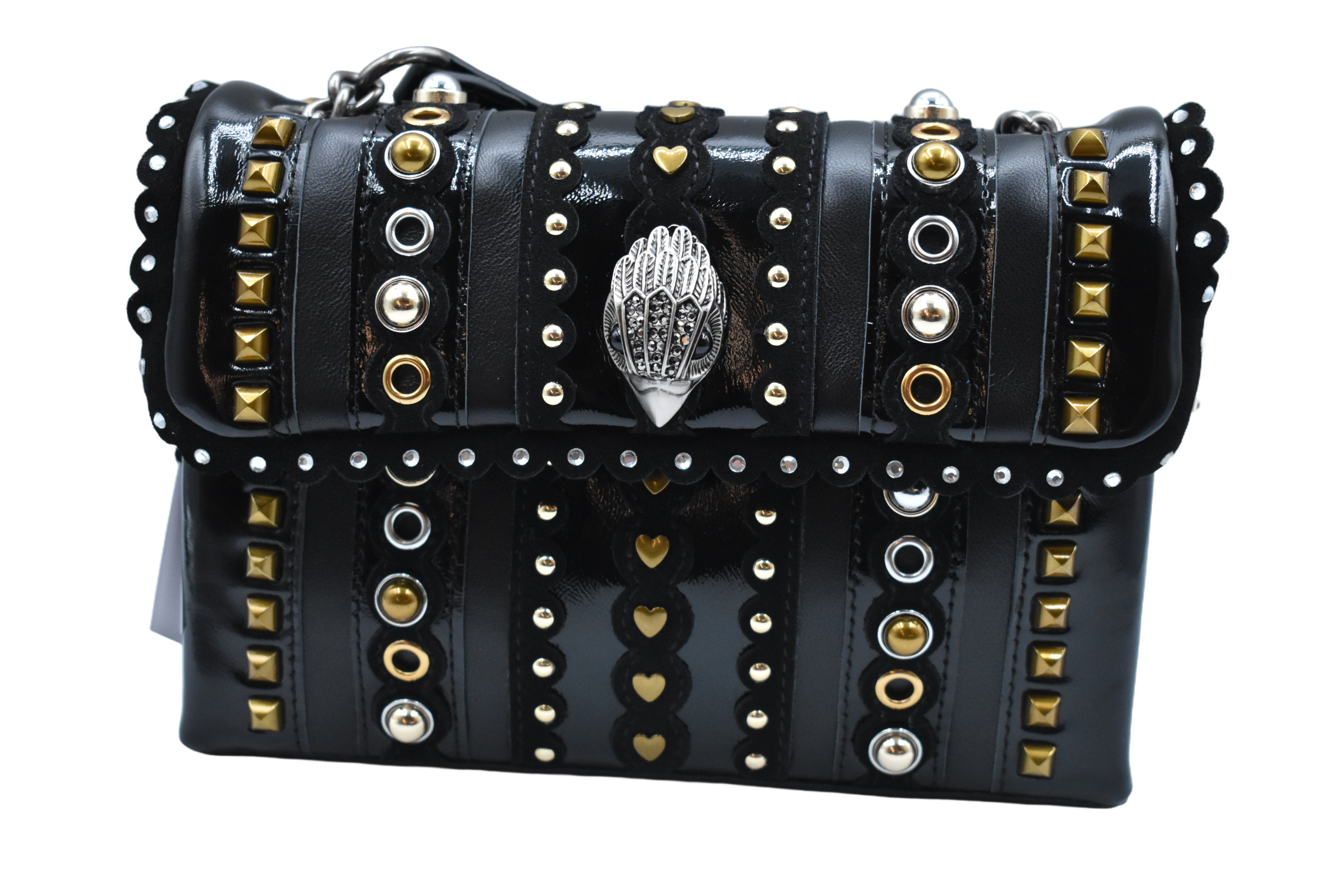 Statement Black Handbag With Edgy Gold