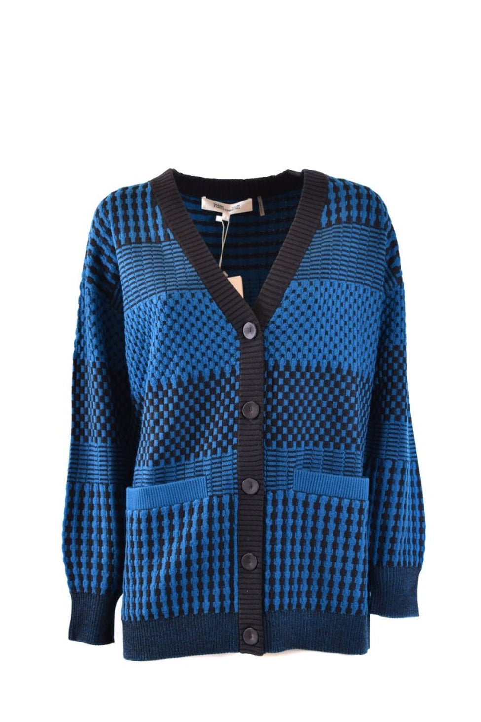Textured Knit Cardigan With Button Closure And Front Pockets