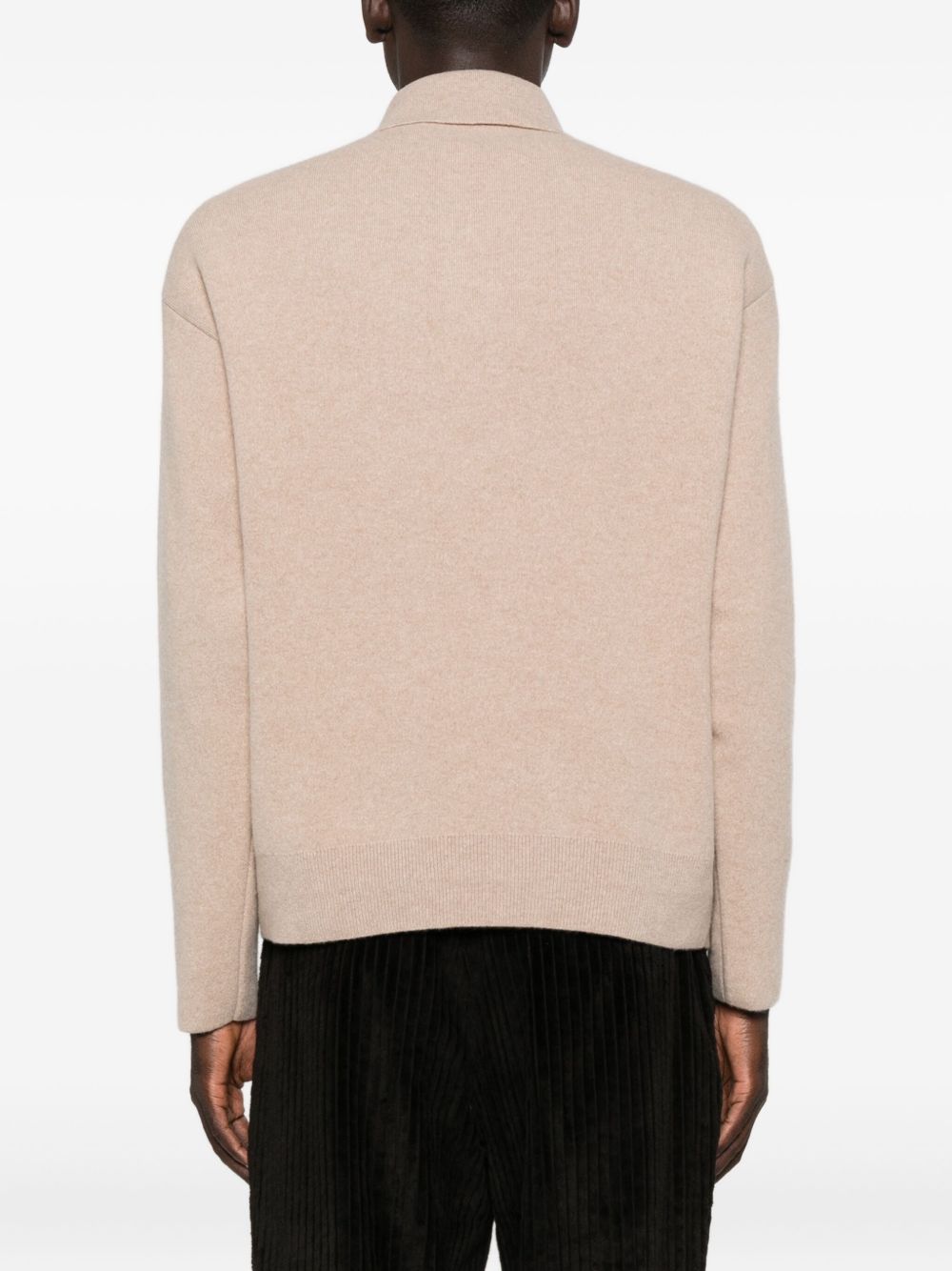 Polo Neck Sweater in Beige Wool-Cashmere Blend