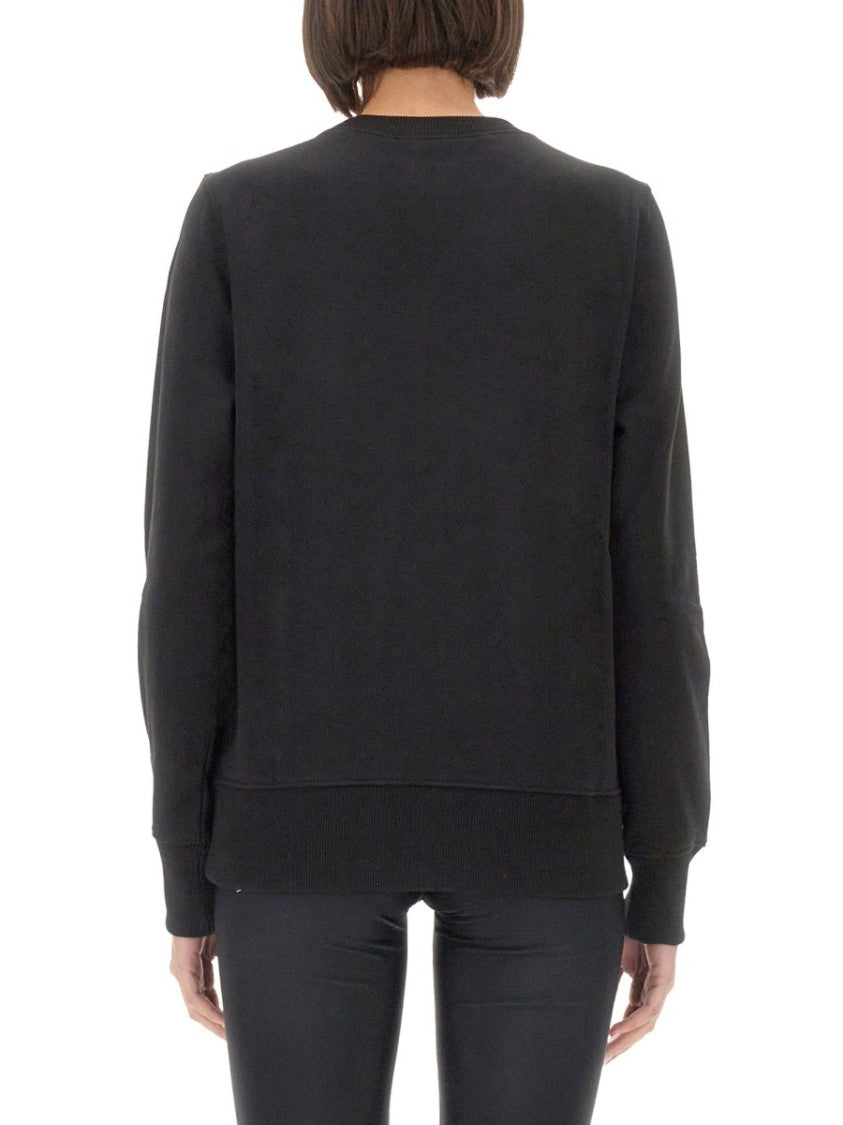Crew Neck Black Sweatshirt With Bold Logo
