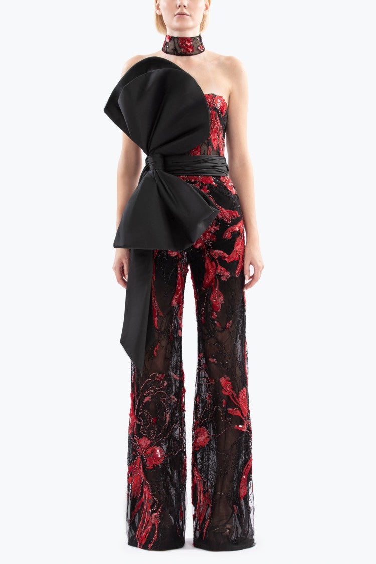 Embroidered Strapless Jumpsuit