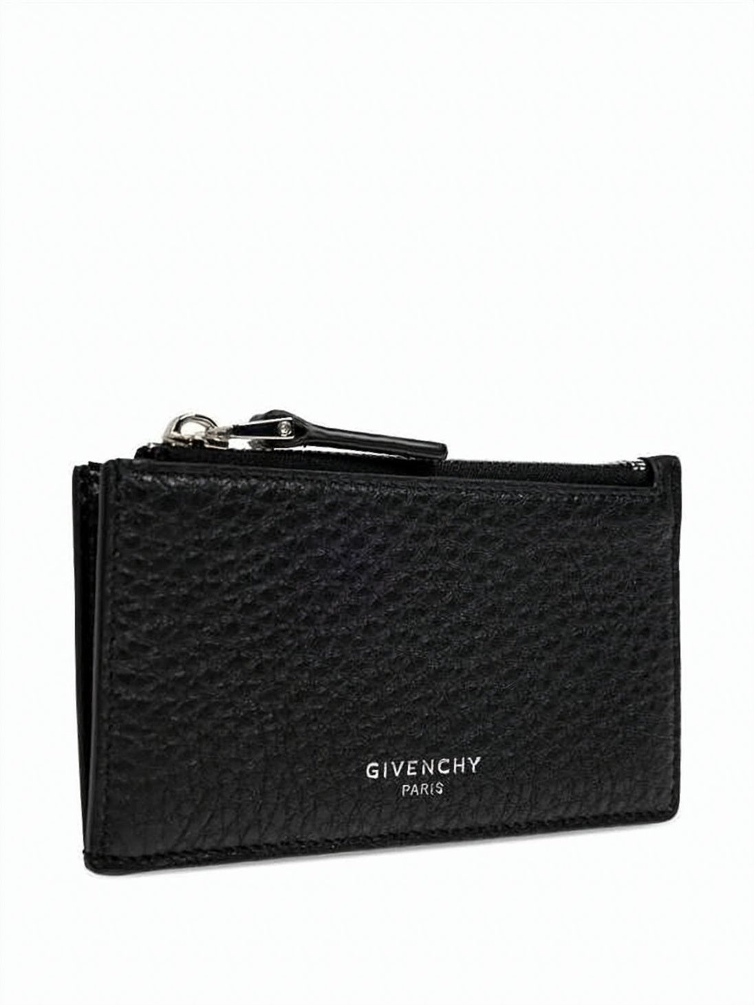 Textured Calf Leather Cardholder with Zippered Compartment