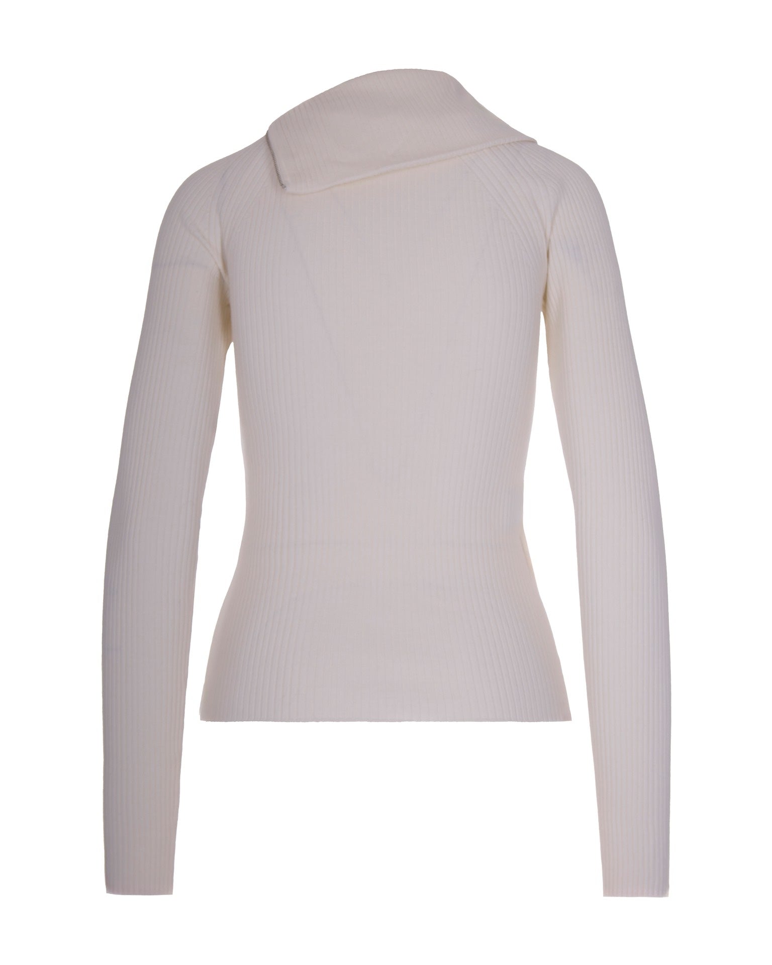 Fitted White Stretch Virgin Wool Maglia Pinna Bianca